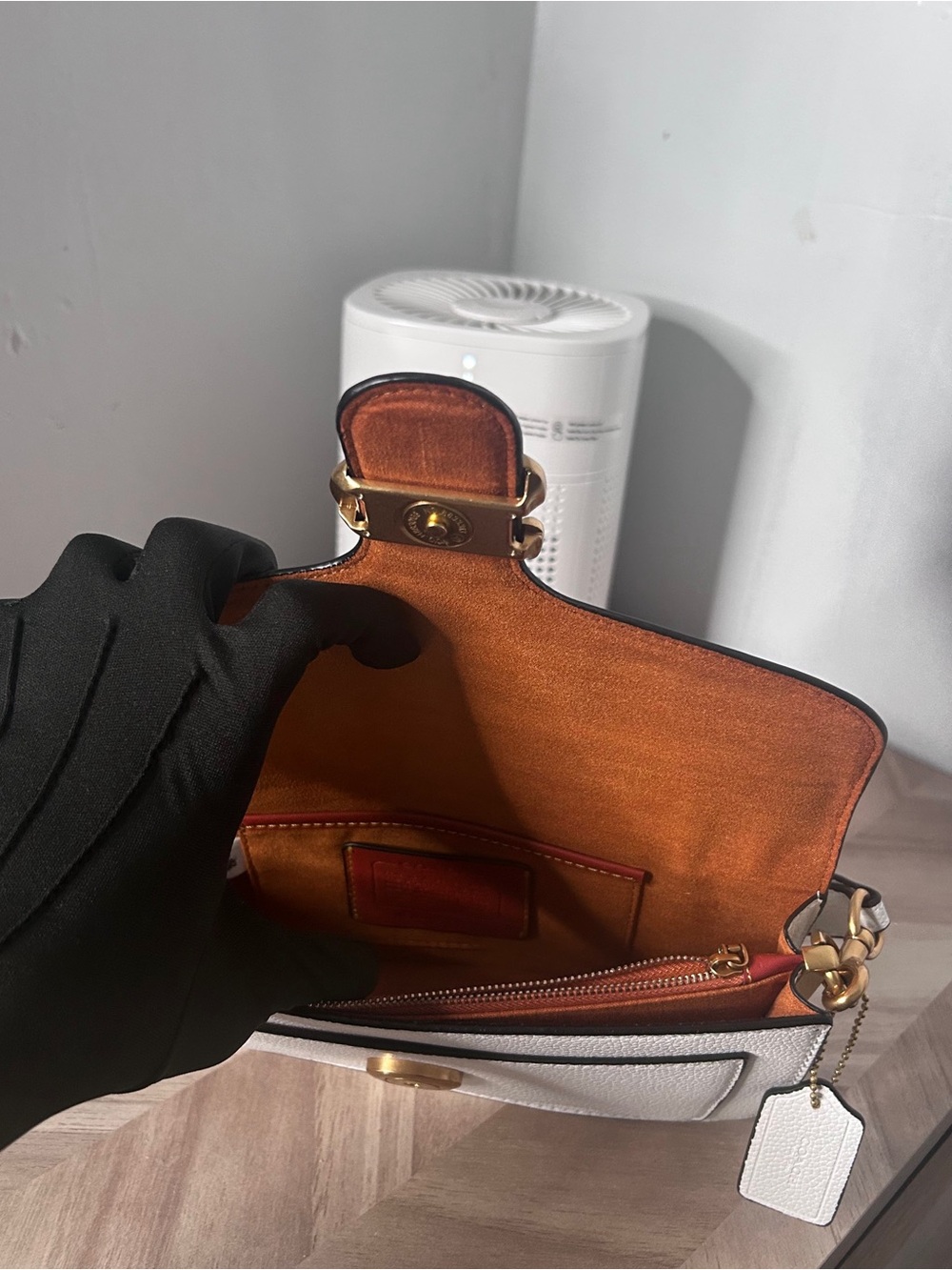 Coach White Pebbled Leather Crossbody with Gold C-Hardware - Picture 2 of 4